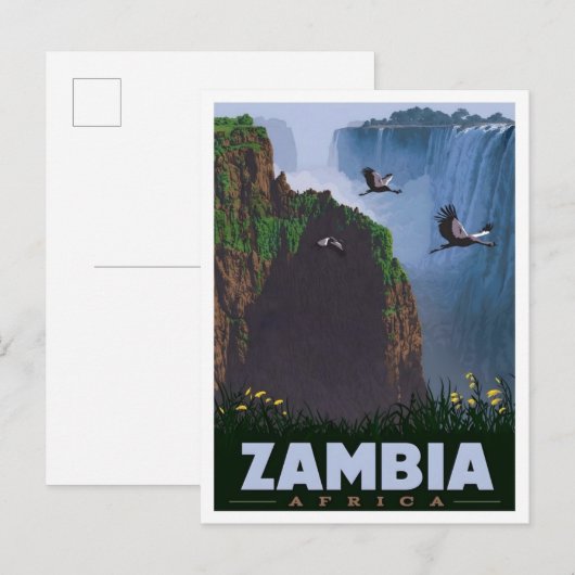 Zambia Afrika Vintage Reizen Briefkaart (Voorkant / Achterkant)
