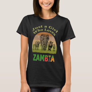 Zambia Big 5-wildlife met tekst Gewoon een meisje  T-shirt