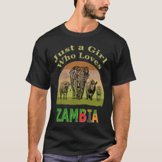 Zambia Big 5-wildlife met tekst Gewoon een meisje  T-shirt