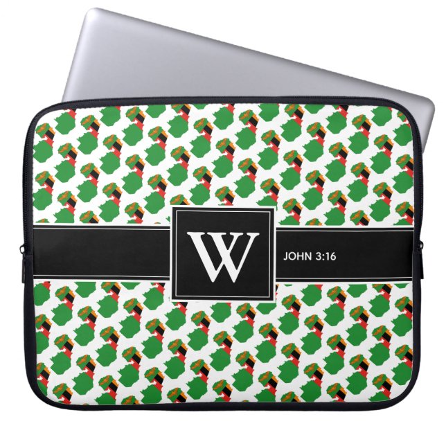 ZAMBIA Christelijke scriptmonogram laptop Sleeve (Voorkant)