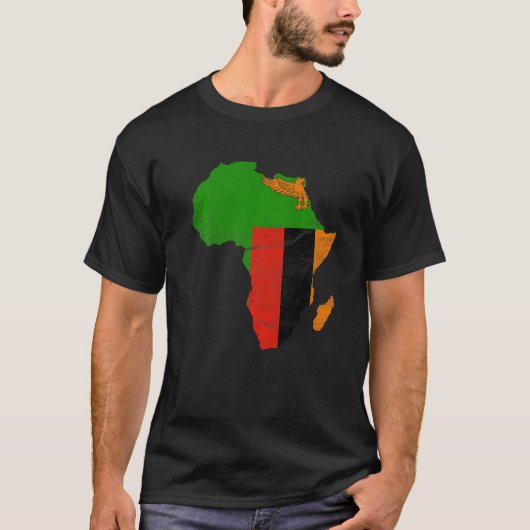 Zambia Flag Africa Continent Silhouette Gift for Z T-shirt (Voorkant)