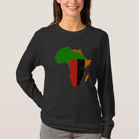 Zambia Flag Africa Continent Silhouette Gift for Z T-shirt (Voorkant)