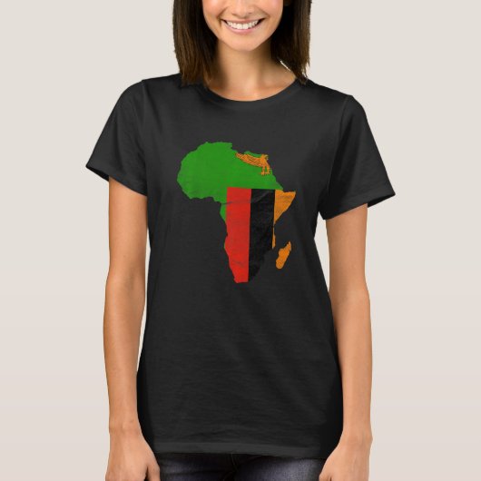 Zambia Flag Africa Continent Silhouette Gift for Z T-shirt (Voorkant)