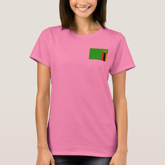 Zambia Flag and Map dk T-Shirt (Voorkant)