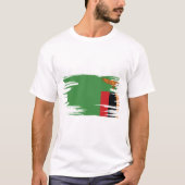 Zambia Flag Brush Art T-shirt (Voorkant)