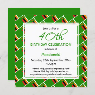 ZAMBIA FLAG Custom 40th Birthday Celebration Kaart