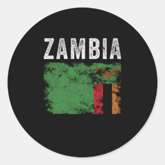 Zambia Flag Distressed - Zambian Flag Ronde Sticker