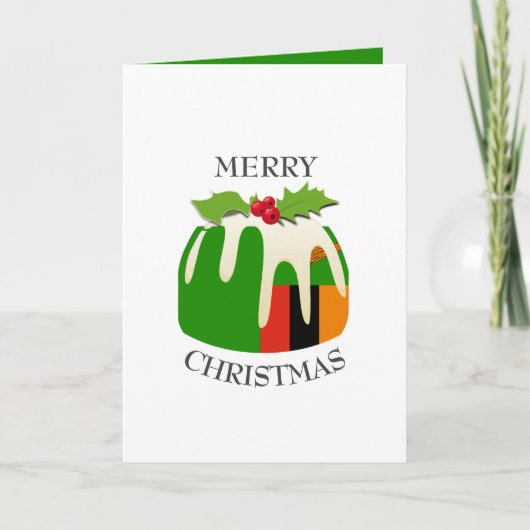 ZAMBIA FLAG | Festive Plum Pudding | Kerstmis Feestdagen Kaart (Voorkant)