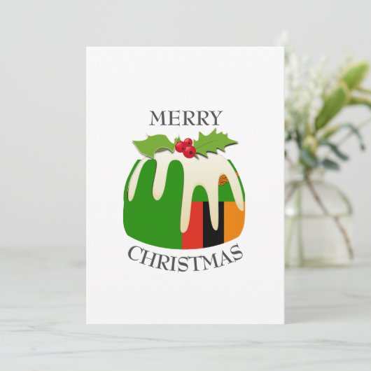 ZAMBIA FLAG | Festive Plum Pudding | Kerstmis Feestdagenkaart (Staand voorkant)