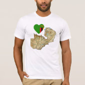 Zambia Flag Heart en Map T-Shirt (Voorkant)