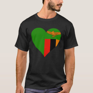 Zambia Flag Heart Zambia  Love Zambia T-shirt