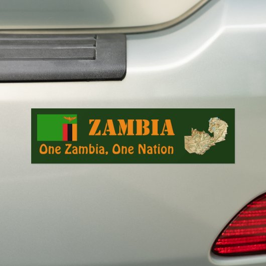 Zambia Flag + Map Bumpersticker (Op auto)