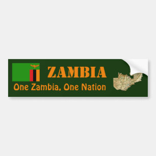 Zambia Flag + Map Bumpersticker
