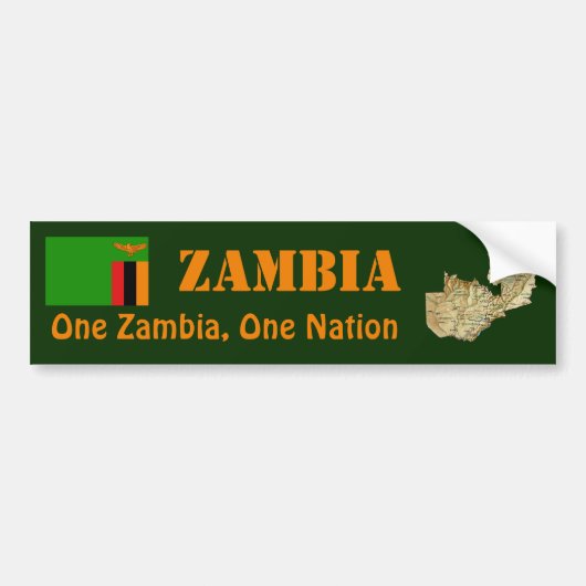 Zambia Flag + Map Bumpersticker (Voorkant)