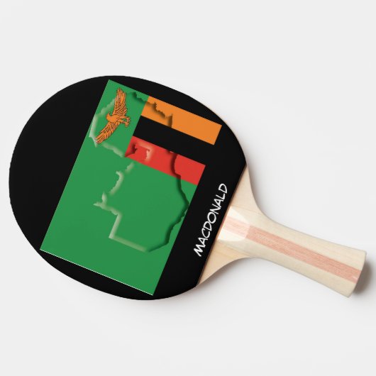 ZAMBIA FLAG & MAP Persoonlijke ZWART Tafeltennisbatje (Zijkant)