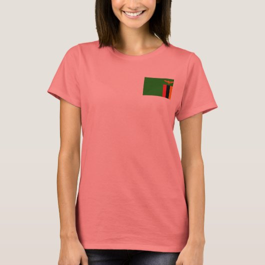 Zambia Flag + Map T-Shirt (Voorkant)