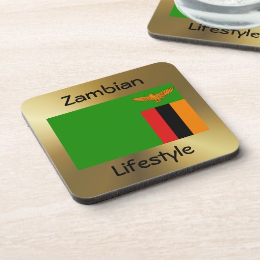 Zambia Flag+Text Onderzetter (Linkerzijde)