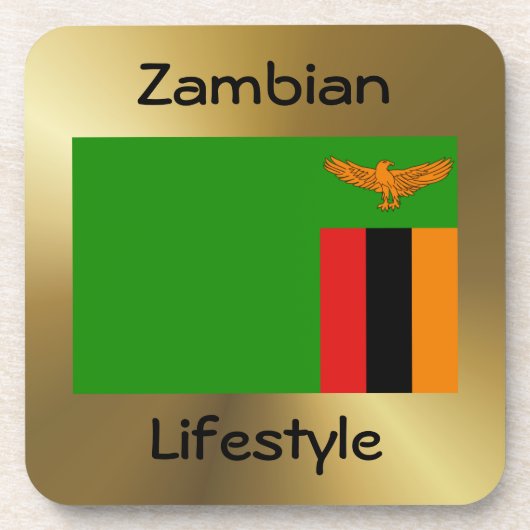 Zambia Flag+Text Onderzetter (Voorkant)