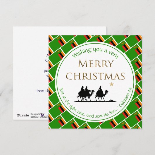 ZAMBIA FLAG Three Wise Mannen ZAMBIAN Kerstmis Feestdagenkaart (Voorkant / Achterkant)