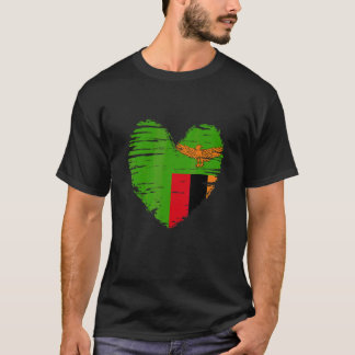 Zambia Hart Zambiaanse vlag Zambiaanse trots T-shirt