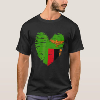 Zambia Hart Zambiaanse vlag Zambiaanse trots T-shirt