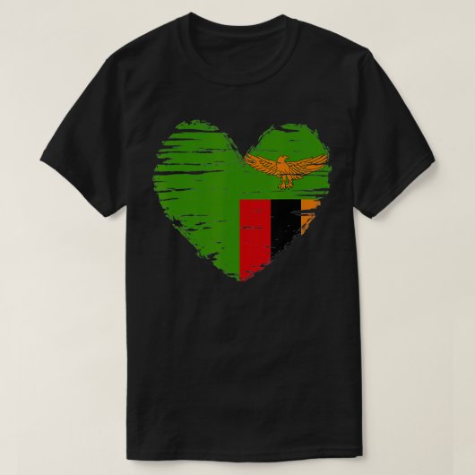 Zambia Heart Zambian Flag Zambian gift T-shirt (Design voorkant)