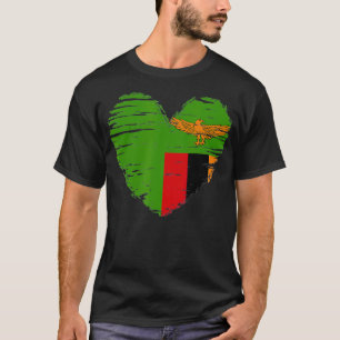 Zambia Heart Zambian Flag Zambian gift T-shirt