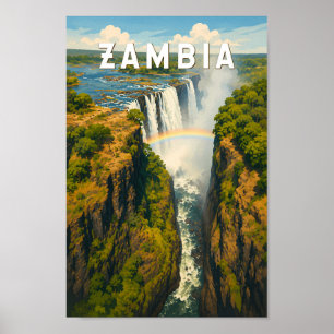 Zambia Illustratie Reis Kunst Vintage Poster