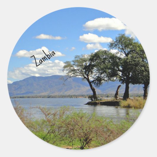 Zambia, landschapsfoto ronde sticker (Voorkant)