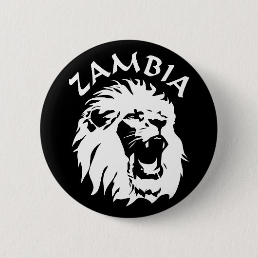 Zambia Lion Ronde Button 5,7 Cm (Voorkant)