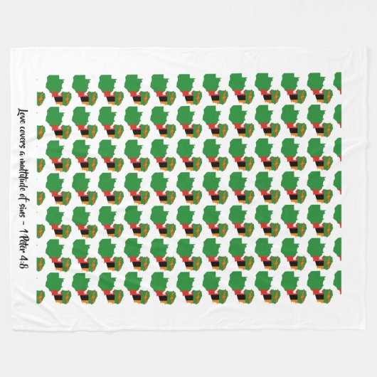 ZAMBIA MAP Christelijk Bedspreide Hoesje Throw Fleece Deken (Voorkant (Horizontaal))