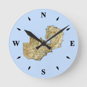 Zambia Map Clock Ronde Klok