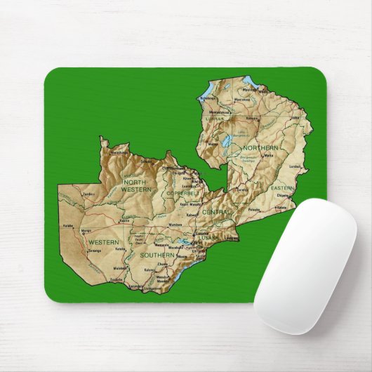 Zambia Map Mousepad Muismat (Met muis)