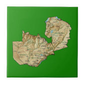 Zambia Map Tile Tegeltje (Voorkant)