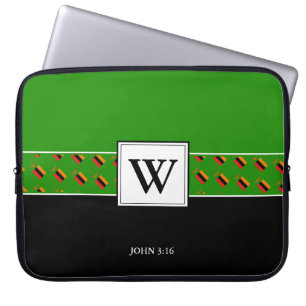 ZAMBIA Monogram Christelijke Bijbel GROENE Laptop Sleeve