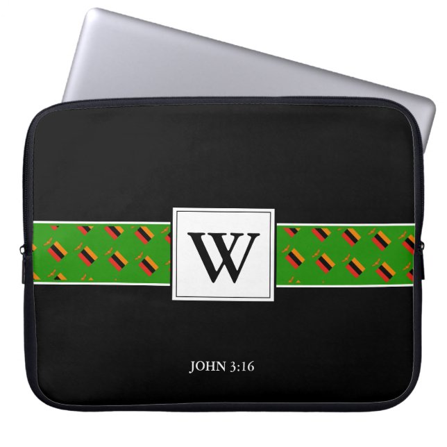 ZAMBIA Monogram Christelijke bijbellaptop Laptop Sleeve (Voorkant)