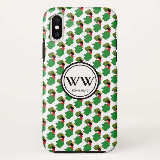ZAMBIA Monogram Overvloedig levensscript John 10:1 Case-Mate iPhone Case (Achterkant)