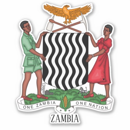 Zambia Nationaal wapen Patriottisch Sticker (Voorkant)