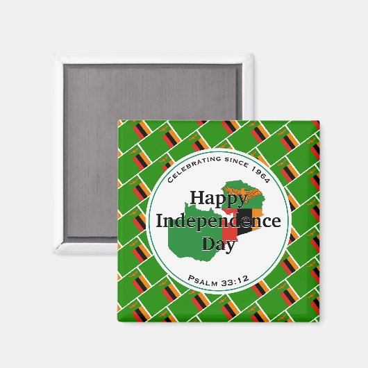 ZAMBIA ONAFHANKELIJKHEID Zambian Flag Scripting Magneet (Voorkant / Achterkant)
