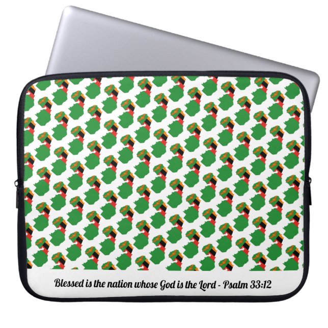 ZAMBIA Psalm 33:12-laptop met gevlekte Nation Scri Laptop Sleeve (Voorkant)