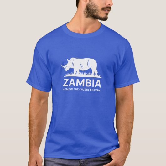 Zambia Rhino Home of the Chubby Unicorn T-shirt (Voorkant)