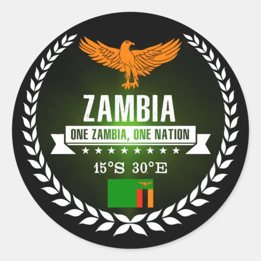 Zambia Ronde Sticker (Voorkant)