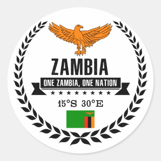 Zambia Ronde Sticker (Voorkant)