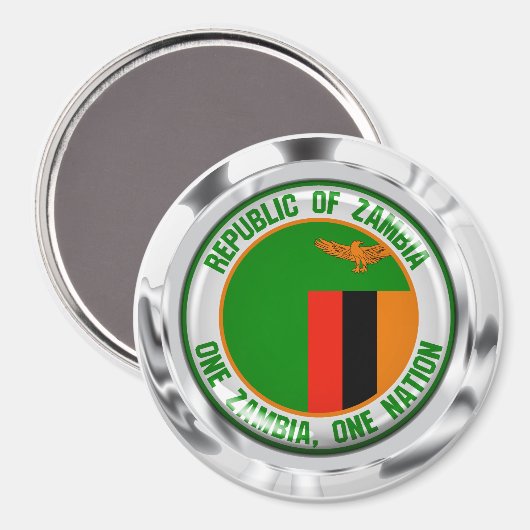 Zambia Round Emblem Magneet (Voorkant / Achterkant)