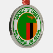 Zambia Round Emblem Metalen Ornament (Rechts)