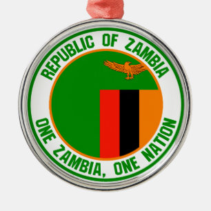Zambia Round Emblem Metalen Ornament