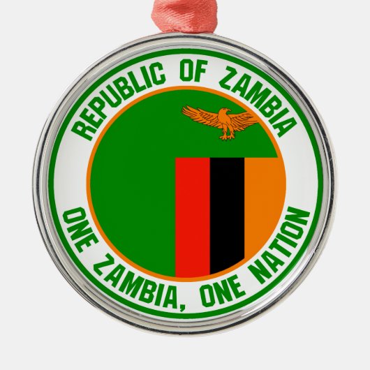 Zambia Round Emblem Metalen Ornament (Voorkant)