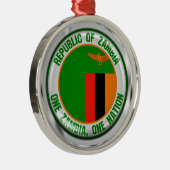 Zambia Round Emblem Metalen Ornament (Rechts)