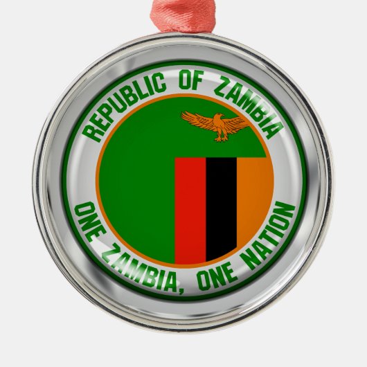 Zambia Round Emblem Metalen Ornament (Voorkant)