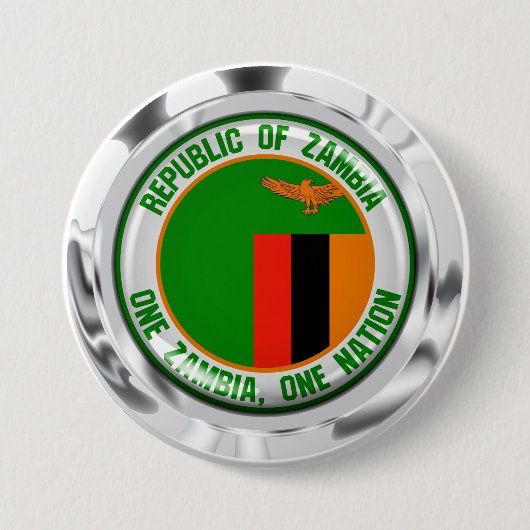 Zambia Round Emblem Ronde Button 7,6 Cm (Voorkant)